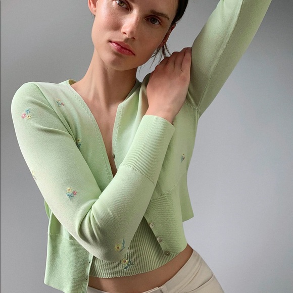 flower cardigan green